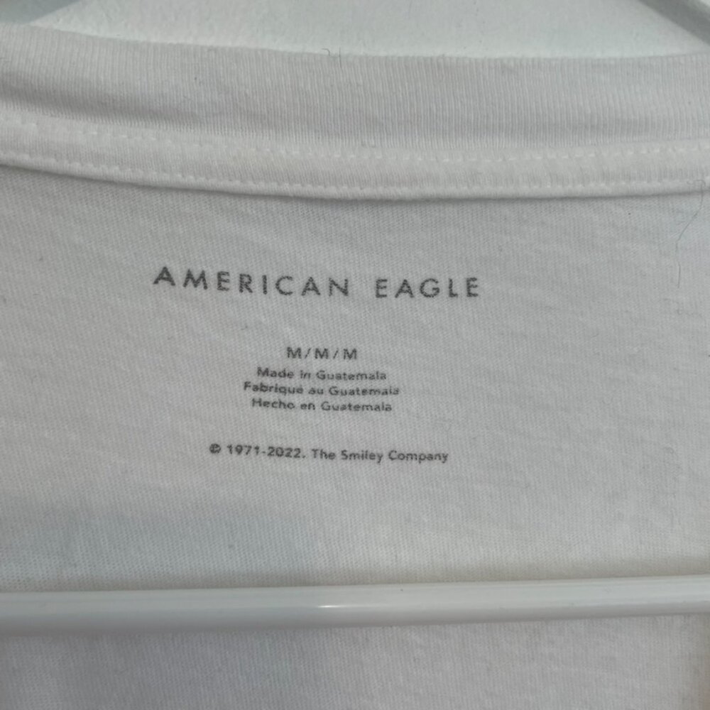 AMERICAN EAGLE Smiley Company Keep Smiling Oversized Graphic Tee White Floral M - Picture 5 of 16